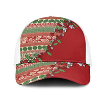 Fiji Marau na Kerisimasi Mesh Trucker Cap Red Tagimoucia Tapa Masi Tribal - Polynesian Pride