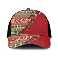 Fiji Marau na Kerisimasi Mesh Trucker Cap Red Tagimoucia Tapa Masi Tribal - Polynesian Pride