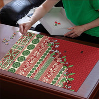 Fiji Marau na Kerisimasi Puzzle Red Tagimoucia Tapa Masi Tribal - Polynesian Pride