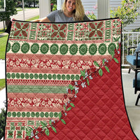 Fiji Marau na Kerisimasi Quilt Red Tagimoucia Tapa Masi Tribal - Polynesian Pride