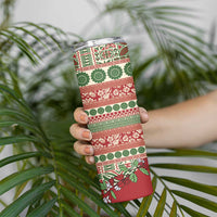 Fiji Marau na Kerisimasi Skinny Tumbler Red Tagimoucia Tapa Masi Tribal - Polynesian Pride