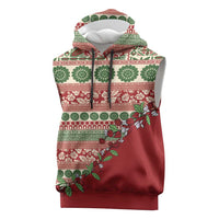 Fiji Marau na Kerisimasi Sleeveless Hoodie Red Tagimoucia Tapa Masi Tribal - Polynesian Pride