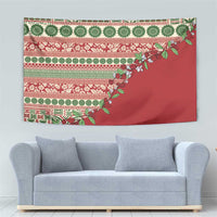 Fiji Marau na Kerisimasi Tapestry Red Tagimoucia Tapa Masi Tribal - Polynesian Pride