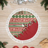 Fiji Marau na Kerisimasi Tree Skirt Red Tagimoucia Tapa Masi Tribal - Polynesian Pride