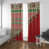 Fiji Marau na Kerisimasi Window Curtain Red Tagimoucia Tapa Masi Tribal - Polynesian Pride