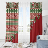 Fiji Marau na Kerisimasi Window Curtain Red Tagimoucia Tapa Masi Tribal - Polynesian Pride