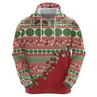 Fiji Marau na Kerisimasi Zip Hoodie Red Tagimoucia Tapa Masi Tribal - Polynesian Pride