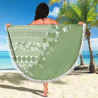 Fiji Marau na Kerisimasi Beach Blanket Sage Green Tagimoucia Tapa Masi Tribal - Polynesian Pride