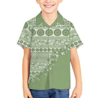 Fiji Marau na Kerisimasi Hawaiian Shirt Sage Green Tagimoucia Tapa Masi Tribal LT9 - Polynesian Pride