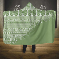 Fiji Marau na Kerisimasi Hooded Blanket Sage Green Tagimoucia Tapa Masi Tribal - Polynesian Pride