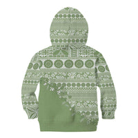 Fiji Marau na Kerisimasi Kid Hoodie Sage Green Tagimoucia Tapa Masi Tribal - Polynesian Pride
