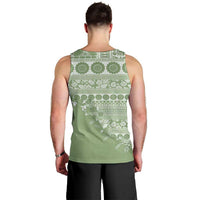 Fiji Marau na Kerisimasi Men Tank Top Sage Green Tagimoucia Tapa Masi Tribal - Polynesian Pride
