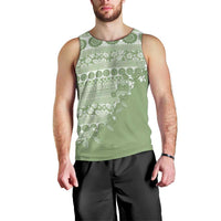 Fiji Marau na Kerisimasi Men Tank Top Sage Green Tagimoucia Tapa Masi Tribal - Polynesian Pride