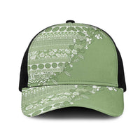 Fiji Marau na Kerisimasi Mesh Trucker Cap Sage Green Tagimoucia Tapa Masi Tribal - Polynesian Pride
