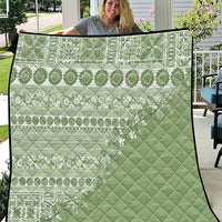Fiji Marau na Kerisimasi Quilt Sage Green Tagimoucia Tapa Masi Tribal - Polynesian Pride