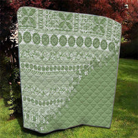 Fiji Marau na Kerisimasi Quilt Sage Green Tagimoucia Tapa Masi Tribal - Polynesian Pride