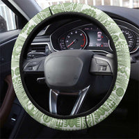 Fiji Marau na Kerisimasi Steering Wheel Cover Sage Green Tagimoucia Tapa Masi Tribal - Polynesian Pride