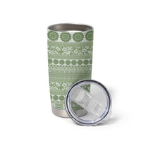 Fiji Marau na Kerisimasi Tumbler Cup Sage Green Tagimoucia Tapa Masi Tribal - Polynesian Pride