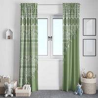 Fiji Marau na Kerisimasi Window Curtain Sage Green Tagimoucia Tapa Masi Tribal - Polynesian Pride