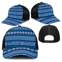 Fiji Marau na Kerisimasi Baseball Net Cap Blue Tapa Masi Inspired Christmas - Polynesian Pride