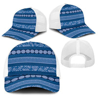 Fiji Marau na Kerisimasi Baseball Net Cap Blue Tapa Masi Inspired Christmas - Polynesian Pride