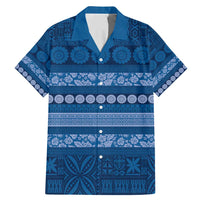 Fiji Marau na Kerisimasi Family Matching Mermaid Dress and Hawaiian Shirt Blue Tapa Masi Inspired Christmas - Polynesian Pride