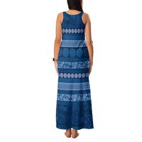 Fiji Marau na Kerisimasi Family Matching Tank Maxi Dress and Hawaiian Shirt Blue Tapa Masi Inspired Christmas LT9 - Polynesian Pride