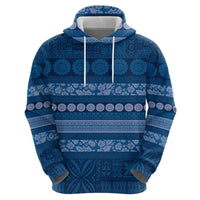 Fiji Marau na Kerisimasi Hoodie Blue Tapa Masi Inspired Christmas - Polynesian Pride