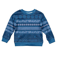 Fiji Marau na Kerisimasi Kid Ugly Christmas Sweater Blue Tapa Masi Inspired Christmas - Polynesian Pride