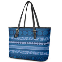Fiji Marau na Kerisimasi Leather Tote Bag Blue Tapa Masi Inspired Christmas - Polynesian Pride