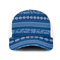 Fiji Marau na Kerisimasi Mesh Trucker Cap Blue Tapa Masi Inspired Christmas - Polynesian Pride