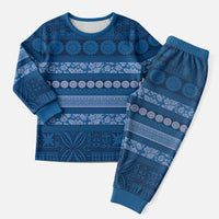 Fiji Marau na Kerisimasi Christmas Pajama Set Blue Tapa Masi Inspired Christmas - Polynesian Pride