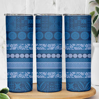 Fiji Marau na Kerisimasi Skinny Tumbler Blue Tapa Masi Inspired Christmas - Polynesian Pride