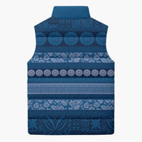 Fiji Marau na Kerisimasi Sleeveless Puffer Jacket Blue Tapa Masi Inspired Christmas - Polynesian Pride