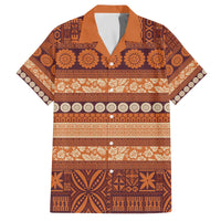Fiji Marau na Kerisimasi Family Matching Off The Shoulder Long Sleeve Dress and Hawaiian Shirt Gold Tapa Masi Inspired Christmas - Polynesian Pride