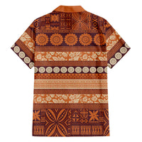 Fiji Marau na Kerisimasi Family Matching Off The Shoulder Long Sleeve Dress and Hawaiian Shirt Gold Tapa Masi Inspired Christmas - Polynesian Pride