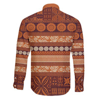 Fiji Marau na Kerisimasi Family Matching Off The Shoulder Long Sleeve Dress and Hawaiian Shirt Gold Tapa Masi Inspired Christmas - Polynesian Pride