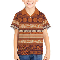Fiji Marau na Kerisimasi Family Matching Off The Shoulder Long Sleeve Dress and Hawaiian Shirt Gold Tapa Masi Inspired Christmas - Polynesian Pride