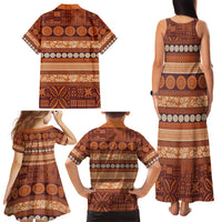 Fiji Marau na Kerisimasi Family Matching Tank Maxi Dress and Hawaiian Shirt Gold Tapa Masi Inspired Christmas - Polynesian Pride
