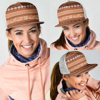 Fiji Marau na Kerisimasi Mesh Trucker Cap Gold Tapa Masi Inspired Christmas - Polynesian Pride