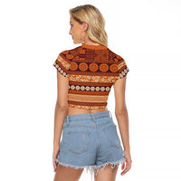 Fiji Marau na Kerisimasi Raglan Cropped T Shirt Gold Tapa Masi Inspired Christmas LT9 - Polynesian Pride