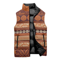 Fiji Marau na Kerisimasi Sleeveless Puffer Jacket Gold Tapa Masi Inspired Christmas - Polynesian Pride