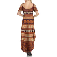 Fiji Marau na Kerisimasi Summer Maxi Dress Gold Tapa Masi Inspired Christmas - Polynesian Pride