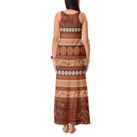 Fiji Marau na Kerisimasi Tank Maxi Dress Gold Tapa Masi Inspired Christmas - Polynesian Pride