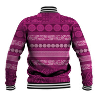 Fiji Marau na Kerisimasi Baseball Jacket Pink Tapa Masi Inspired Christmas - Polynesian Pride