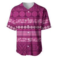 Fiji Marau na Kerisimasi Baseball Jersey Pink Tapa Masi Inspired Christmas LT9 Pink - Polynesian Pride