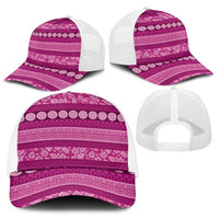 Fiji Marau na Kerisimasi Baseball Net Cap Pink Tapa Masi Inspired Christmas - Polynesian Pride