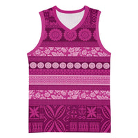 Fiji Marau na Kerisimasi Basketball Jersey Pink Tapa Masi Inspired Christmas - Polynesian Pride