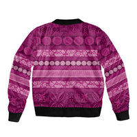 Fiji Marau na Kerisimasi Bomber Jacket Pink Tapa Masi Inspired Christmas - Polynesian Pride