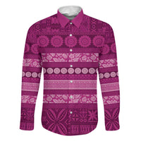 Fiji Marau na Kerisimasi Family Matching Off Shoulder Maxi Dress and Hawaiian Shirt Pink Tapa Masi Inspired Christmas - Polynesian Pride
